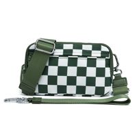 Tas dompet kotak-kotak baru, tas pinggang pemegang kartu, tas selempang bisa disesuaikan, dompet gelang kotak-kotak