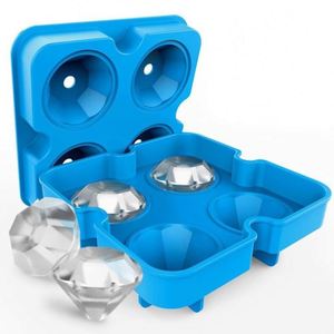 Moule à glaçons en silicone en forme de diamant à 4 compartiments, idéal pour les glaçons et les cubes de fruits – Nouveauté très demandée - Product Image 2