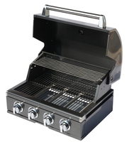 Barbecue extérieur moderne à double combustible gaz-charbon de 24,5 pouces, 4 brûleurs, 40 000 BTU, haute puissance calorifique, acier inoxydable, grande surface de cuisson