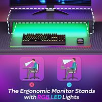 Bureau de jeu électrique pliable en métal réglable avec éclairage LED RGB, bureau surélevé à hauteur personnalisable pour les joueurs PC