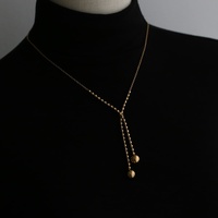 À la mode 18k Plaqué Or En Acier Inoxydable Bijoux De Mode Femmes Accessoires Décoratifs Chandail Long Gland Boule Chaîne Collier