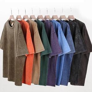 เสื้อยืดโอเวอร์ไซส์ผู้ชาย FLOWORA OEM Retro ผ้าฝ้าย 100% หนานุ่ม พิมพ์ลาย DTG โลโก้เสื้อยืด ล้างสีแบบ Stone Acid Wash สไตล์วินเทจ แบบสั่งทำพิเศษ - Product Image 1