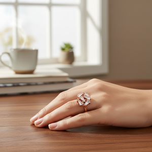 Geometric Design Baguette Shape Zircon Stone <b>Adjustable</b> <b>Ring</b> Turkish Handmade Wholesale 925 <b>Silver</b> <b>Sterling</b> Jewelry - Product Image 3