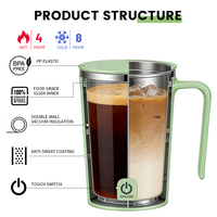 Mug Mélangeur Électrique Auto-Mélangeur 400 ml avec Logo Personnalisé, Recharge USB, Gobelet à Café de Voyage avec Poignée