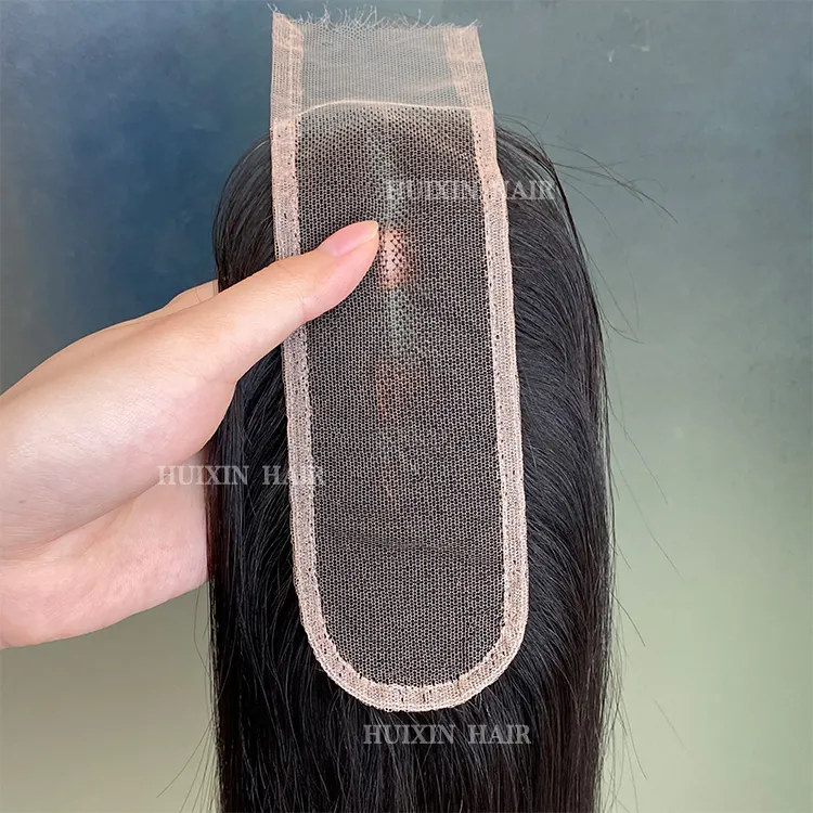 Natürliche Farbe brasilia nische rohe jungfräuliche Nagel haut Ausgerichtetes schwarzes menschliches Haar seidig gerade 2x6 hd Spitzen verschluss Haar verlängerung
