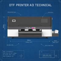Imprimante DTF en gros A3 VISUAL-TEX Largeur d'impression 330 mm Encre pigmentée CMYK+W Machine numérique textile pour tissus Approvisionnement mondial