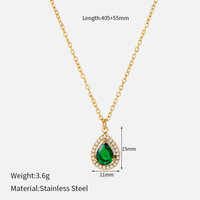 Pendentif Goutte d'Eau Éclatant, Chaîne Classique en Forme de O, Collier Zircon Multicolore, Vente en Gros, Accessoires Rétro Gracieux pour Femmes TGXL15062