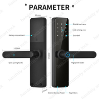 Bas prix appartement chambre poignée serrure de porte avant Ttlock Tuya App Code biométrique empreinte digitale serrure de porte intelligente pour la sécurité à domicile