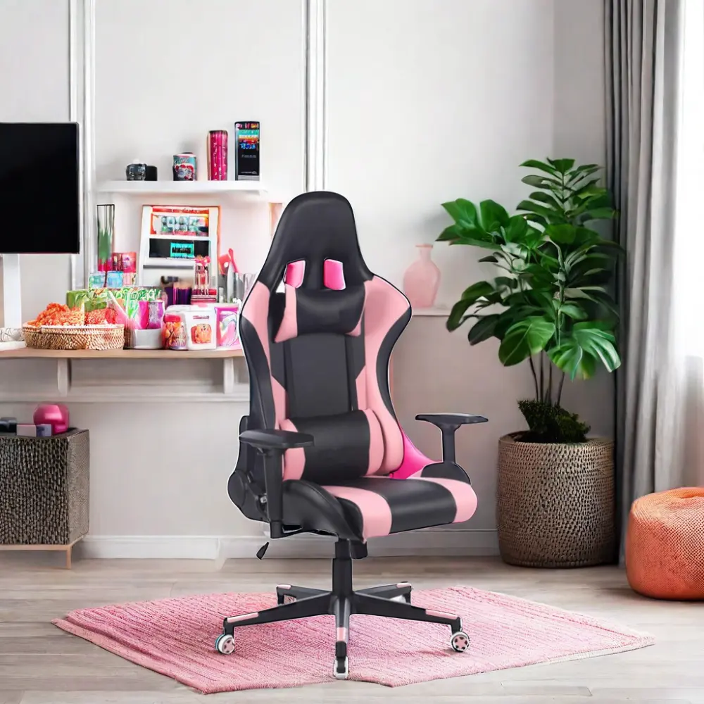 Nueva llegada Pink Racing Computer Lounge PC Gaming gamer silla con asiento ajustable