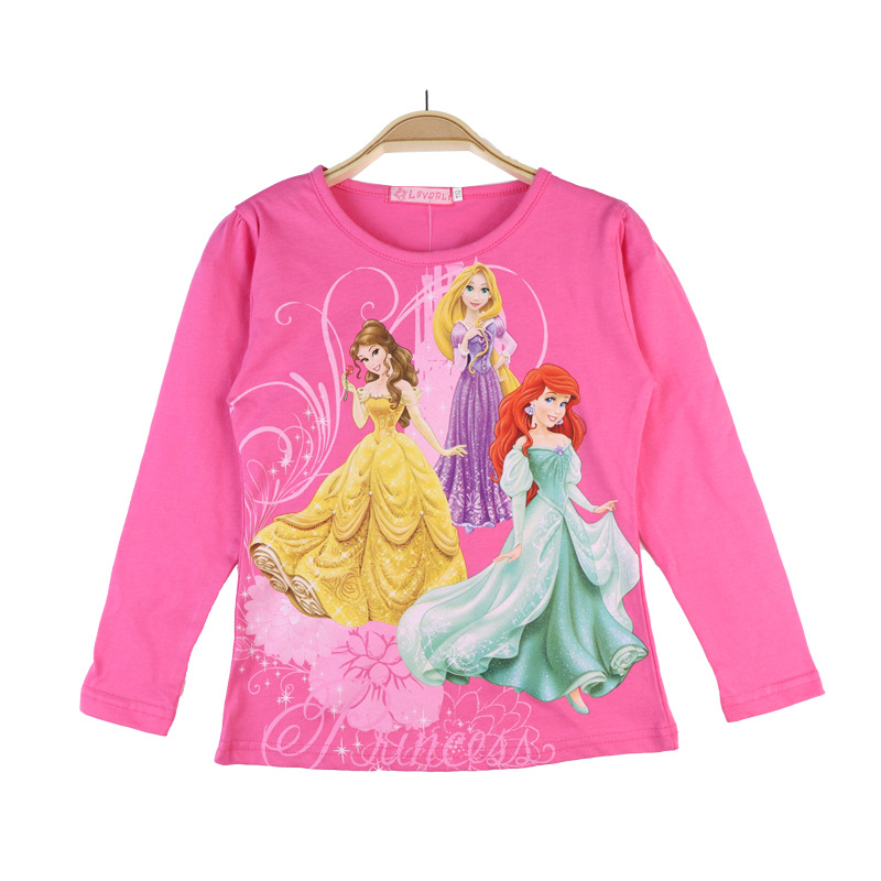 CT-026 2020, модные комплекты в стиле принцессы с принтом; Футболки с длинными рукавами для девочек трикотажные рубашки для детей короткое модное платье для новорожденных девочек 100% хлопковый вязаный Топ