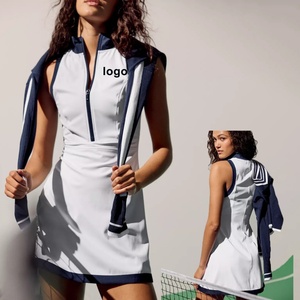 Vestido de tenis sin mangas con cremallera para mujer, para pickleball y fitness al aire libre, conjunto de playa personalizado que incluye pantalones cortos de tenis, nombre del equipo OEM en la parte delantera - Product Image 1