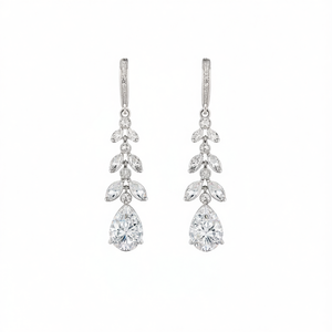 Orecchini Pendenti E2777 in Oro con Cristalli a Goccia e Strass, Gioielli di Lusso da Sposa per Donne - Product Image 1