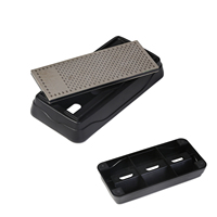 Pierre à aiguiser diamantée double face EDGBLACK SJ0831M, grain 360/600, durable, multifonctionnelle, noire, pour aiguiser les couteaux, antidérapante, en ABS