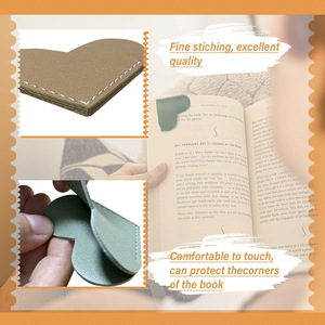 <span class=keywords><strong>Marque</strong></span>-pages en cuir PU en forme de cœur à prix abordable pour étudiants, idéal comme cadeau, clip de protection d'angle de livre - Product Image 4