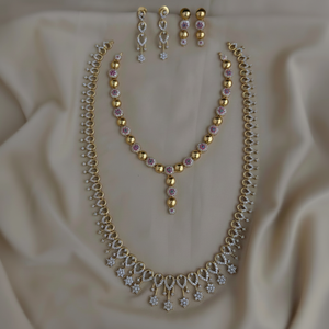 Ensemble de colliers à finition mate CZ de haute qualité offre combinée parfaite pour une tenue de fête ensemble de colliers de luxe minimal pour femmes - Product Image 1