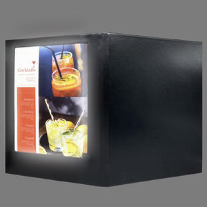 เมนูร้านอาหารหนังเทียมสีดำคุณภาพสูง ไฟ LED 3 ดวง แสดงผลแบบมีไฟพื้นหลัง ขนาด A4 - Product Image 1