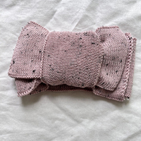 Diademas de punto de doble cara de algodón 100% para bebé, lazo de nudo grande Diy, sombrero de turbante infantil, diademas de ganchillo, bandas anchas para el cabello