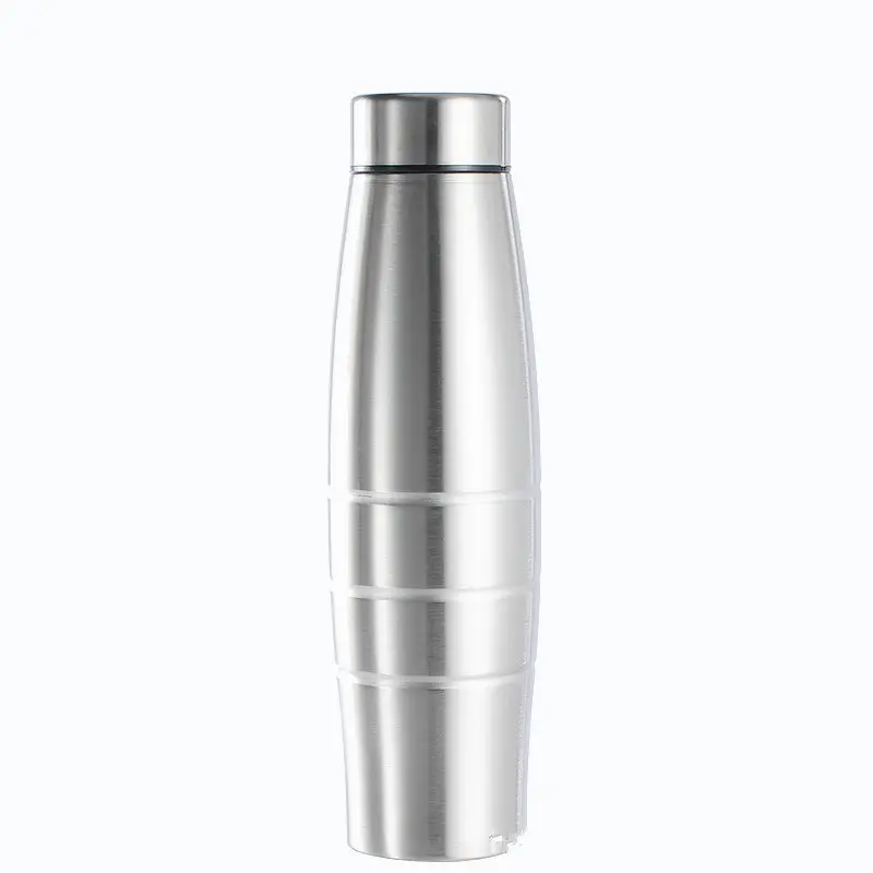 H658 650ml 1000ml büyük kapasiteli açık davul şekli içme şişeleri spor taşınabilir tek katmanlı paslanmaz çelik su şişesi