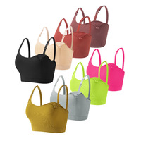 Soutien-gorge d'allaitement d'été transfrontalier - Style sans couture côtelé sans armatures en nylon et élasthanne monocouche avec bretelles fixes