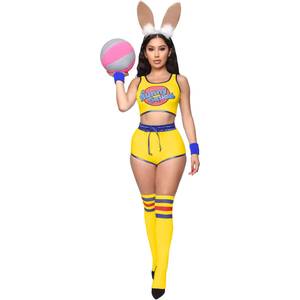 ชุดยูนิฟอร์มผู้หญิงสำหรับการแสดงบนเวที ชุดเต้นคอสเพลย์ ชุดนักเรียนมัธยมปลาย เสื้อครอปแขนกุด กางเกงขาสั้น ชุดเชียร์ลีดเดอร์ - Product Image 4