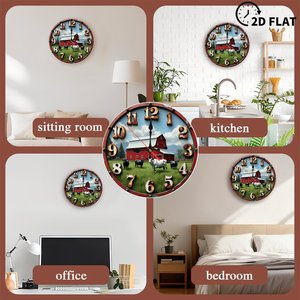 Round Wooden <b>Wall</b> <b>Clock</b> 25x25Cm <b>Silent</b> Non Ticking Traditional Home Decor Corridor <b>Clock</b> - Product Image 5