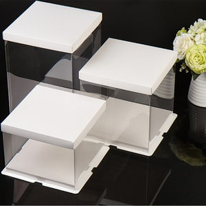 Meilleure vente de boîte à gâteau de mariage de luxe, plastique PET transparent de qualité alimentaire, laminage brillant mat, mariage à la mode - Product Image 6