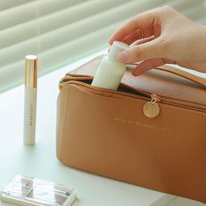 Travel <b>Toiletry</b> Bag Large Capacity Cosmetic Bag PU Leather Multifunctional <b>Storage</b> Makeup Bag - Product Image 5