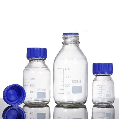 2-Pack Wide Mouth Lab Glass Bottles, 1000ml Borosilicate, With Blue Screw Caps – Perfect For Storage & Media