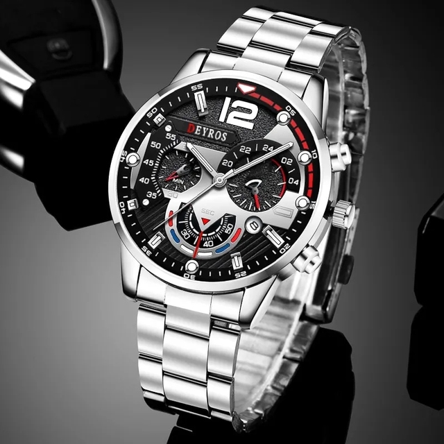 Fashion Mens Watches Luxury Alloy Quartz Wristwatch Calendar Luminous Clock Men Business Casual Watch Reloj Hombre