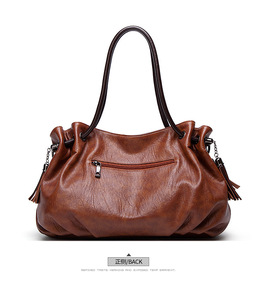 Classical Retro Fashion Handbags Large Capacity Crossbody Tote <b>Bags</b> <b>Soft</b> PU <b>Leather</b> Shoulder <b>Bags</b> With Tassel - Product Image 5