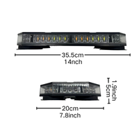 Barre lumineuse d'avertissement LED double face 12V, montage magnétique sur toit, lumière stroboscopique ambre et blanche pour déneigeurs et camions de remorquage