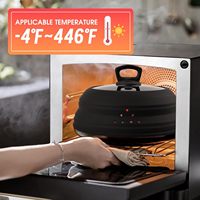 Couvercle de casserole universel pliable, couvercle en verre trempé avec bord en silicone de qualité alimentaire, couvercle de cuisson multi-tailles résistant à la chaleur