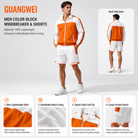 Ensemble survêtement homme grande taille imperméable personnalisé OEM, veste et short en nylon color block surdimensionné
