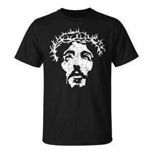 Camiseta con retrato abstracto de Jesucristo, color negro - Product Image 2