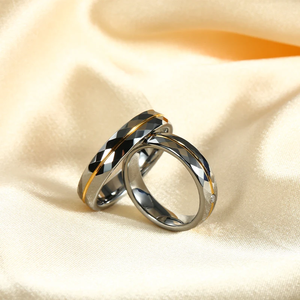 All'ingrosso fascia uomo donna 6MM diamante Inay oro personalizzato Anillos anelli di nozze anello di tungsteno fedi nuziali coppia Set di fedi nuziali - Product Image 2