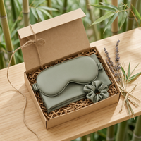 Masque pour les yeux en bambou naturel et biologique, bandeau de sommeil, taie d'oreiller, élastique pour cheveux, kit de soin de nuit de luxe, OEM personnalisé
