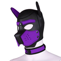 Capuche de chiot en PU XL pour adultes avec ensemble de masque de collier pour jeu BDSM, ensemble de masques de capuche de chiot amovibles pour chien