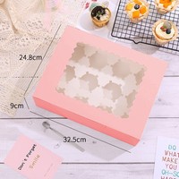 Fenêtre ouverte écologique papier Kraft Muffin Cupcake Box 12/6 Grains rose bleu couleurs timbre cadeaux alimentaires matériaux recyclés Stock