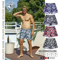 Hoge kwaliteit Shark One Plus heren zwembroeken gepersonaliseerde digitale print blauwe camouflage groothandel waterdicht snel drogend strandkleding