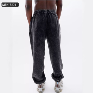 Joggers délavés vintage-Pantalons de survêtement pour hommes en détresse Taille haute French Terry Lounge Pants, Streetwear surdimensionné unisexe - Product Image 3