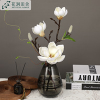Centre de table en fleurs artificielles faites à la main, texture réaliste de magnolia en soie, pour salon, table à manger, arrangement floral de mariage