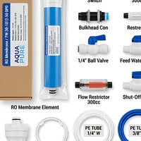 Kit de pièces pour filtre à eau RO : Réservoir sous pression, Vanne à boisseau sphérique, Raccord rapide, Boîtier de membrane, Système de tubes PE, Accessoires