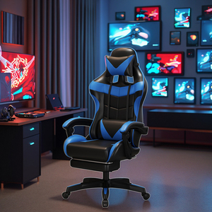 Home Office Gaming <strong>Chair</strong> With Reclining Lift Stainless Steel <strong>Computer</strong> <strong>Chair</strong> Upholstered In Leather - Product Image 5