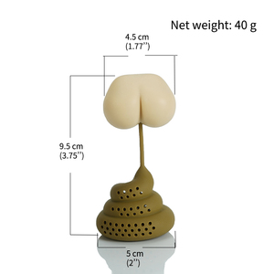 SI08 100% Cấp Thực Phẩm Silicone Hài Hước Mông Phân Máy Pha Trà Shit Pooping Hình Dạng Trà Infuser Lọc - Product Image 2