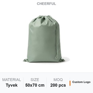 Tyvek <b>Drawstring</b> <b>Laundry</b> <b>Bag</b> Large Waterproof Tear Resistant Paper Fabric Custom Logo Hotel Dorm Supply - Product Image 1