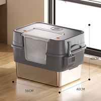 Bac à litière pour chat en acier inoxydable, design ouvert, anti-odeurs, anti-éclaboussures, facile à nettoyer, surdimensionné