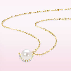 Collar con colgante de Zirconia Saturno de perlas naturales de agua dulce de <span class=keywords><strong>8mm</strong></span> de Plata de Ley 925 para mujer, collar de joyería de moda - Product Image 2