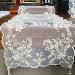 Eleganti biancheria da tavola con paillettes floreali in Organza per banchetti <span class=keywords><strong>runner</strong></span> da tavolo per matrimonio - Product Image 2