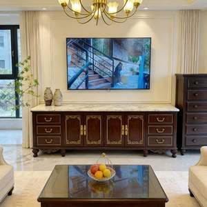 BALOM Fabrication directe Meuble TV en bois massif de style européen classique sur mesure Fabricant de meubles de luxe pour salon - Product Image 5