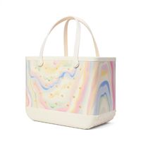 Sac fourre-tout perforé en EVA imperméable avec impression de logo personnalisé, grande capacité, réutilisable, pour femmes et familles